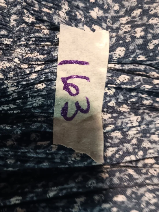 Blue Floral Midi Dress with Smocked Waist - Picture 8 of 8